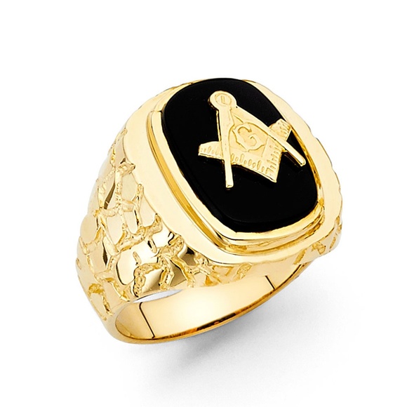 14K Yellow Gold Onyx Men's Ring
